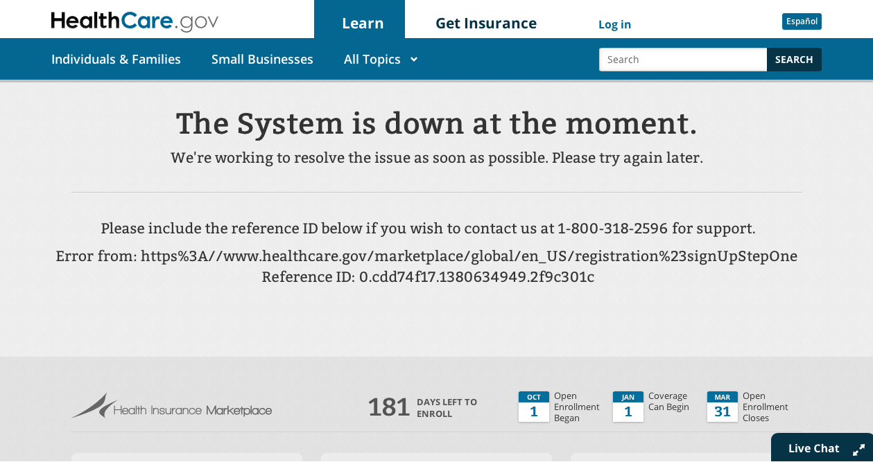 HealthCare.gov Website Down