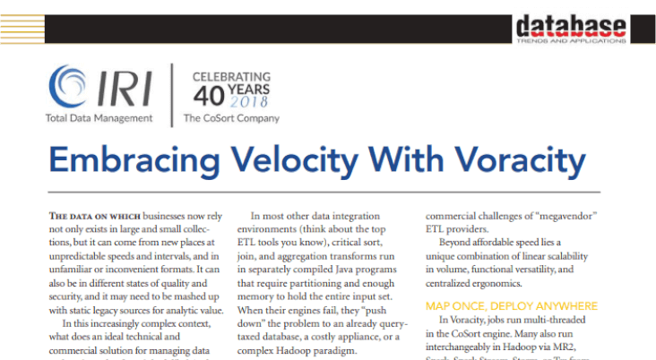 DBTA Embracing Velocity with Voracity article screenshot